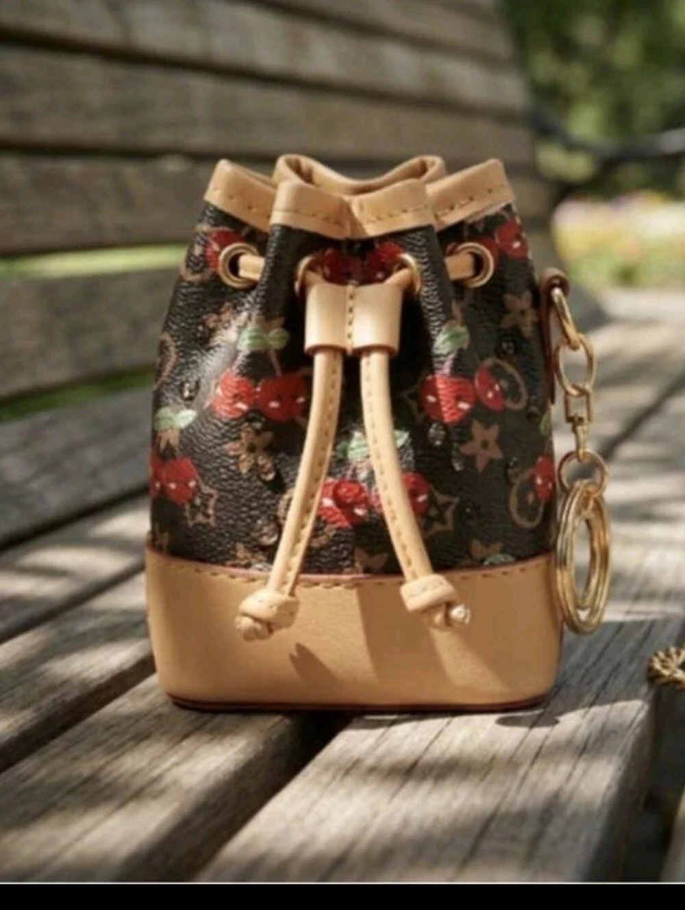 Cherry Decor Cinch Coin Pouch Bag Charm/ Keychain NEW